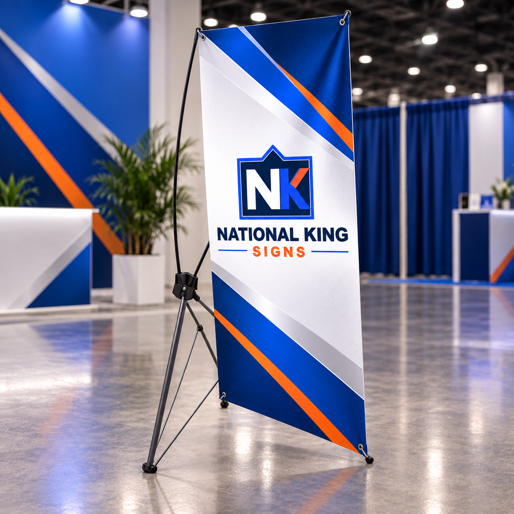 National King Signs square cover 1000 x 1000: X-Stand Banner Display — batch 08