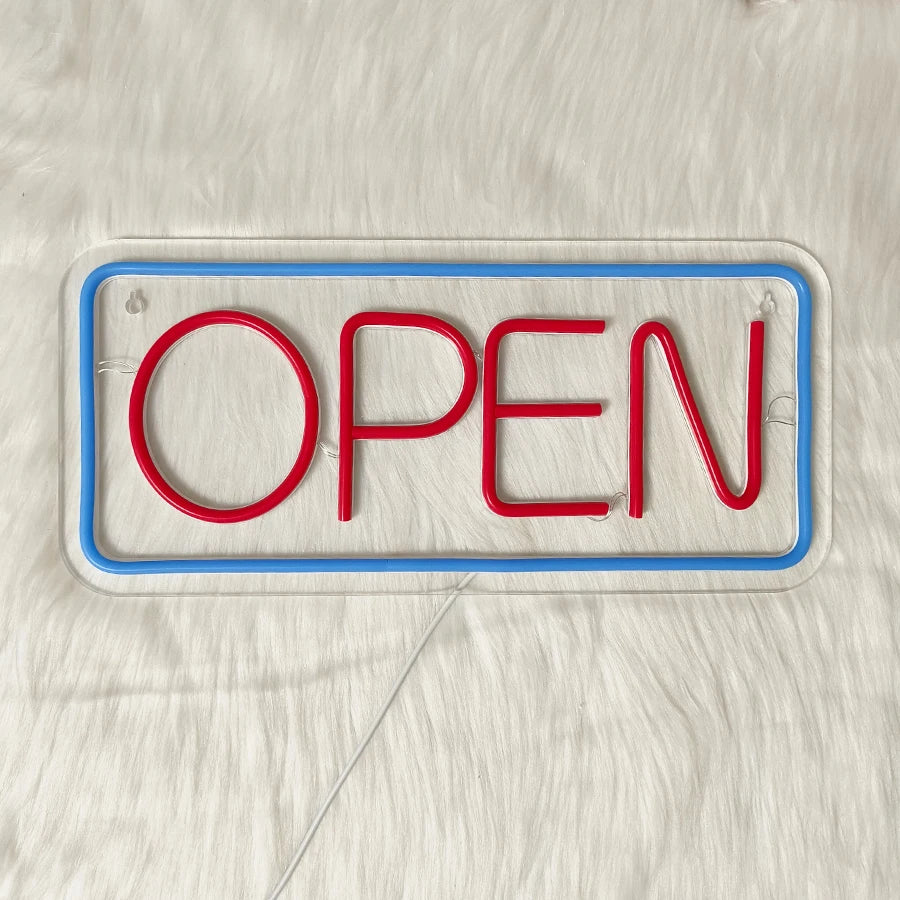 OPEN USB LED Neon Sign - Red & Blue