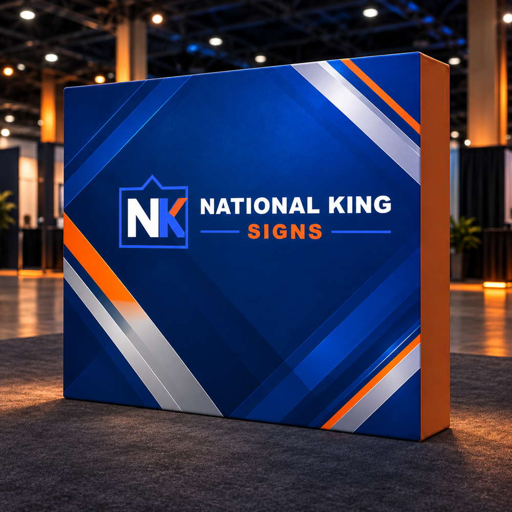 8' Straight Fabric Pop-Up Display by National King Signs in San Diego