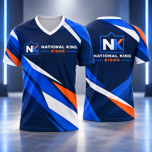 120 GSM Custom Short-Sleeve V-Neck Shirt by National King Signs in San Diego