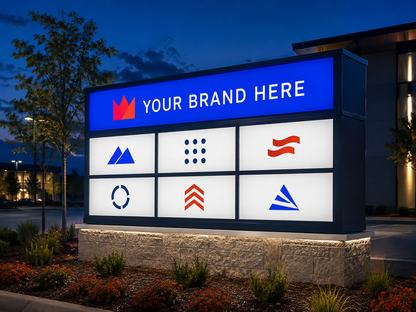 Conceptual NKS Signature rendering of illuminated multi-tenant monument sign displaying YOUR BRAND HERE.