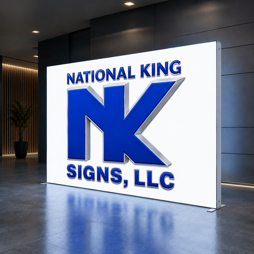 National King Signs branded square cover 1000 x 1000: 10ft SEG Backlit Fabric Display