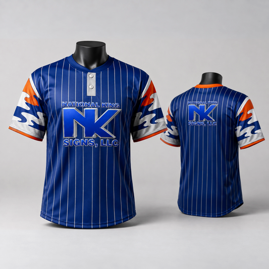 National King Signs branded square cover 1000 x 1000: 120GSM Milk Silk Jersey Custom 2 Button Baseball Jersey (Full Dye Sublimation) #500139