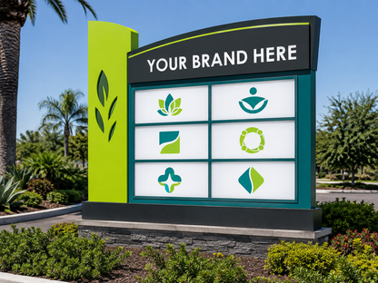 Conceptual Tropical Lime rendering of illuminated multi-tenant monument sign displaying YOUR BRAND HERE.