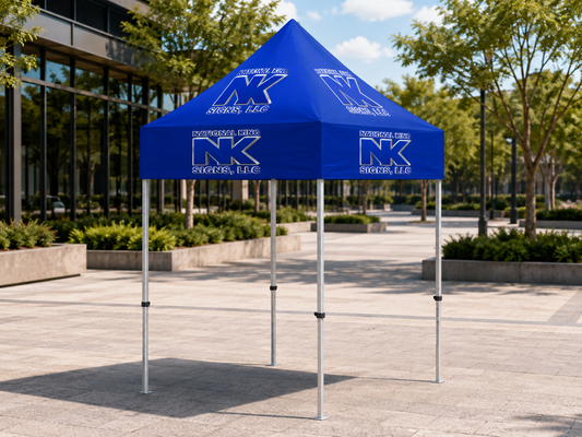 National King Signs AI branded hero 2026-09-06: Premium Aluminum 5' Tent Kit (Full-Bleed Dye Sublimation) 17" Valance