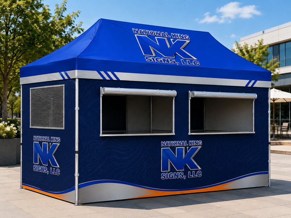 National King Signs AI branded hero 2026-09-06: Custom Food Concession Canopy Tent Package 10x15
