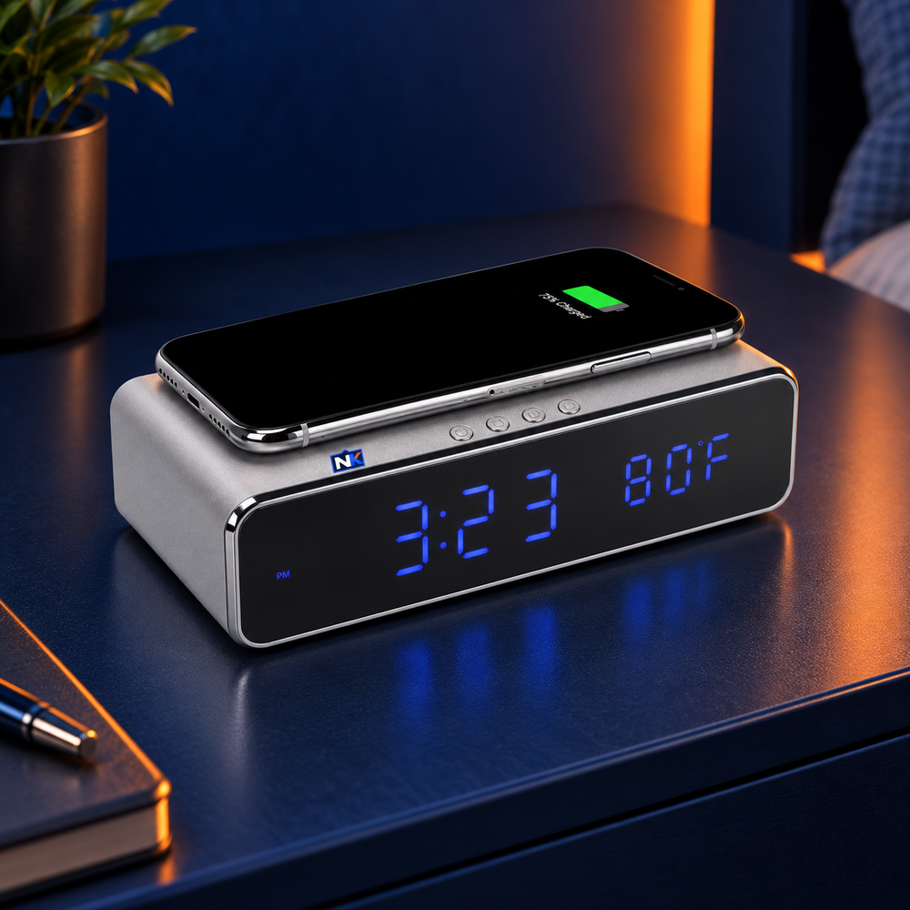 National King Signs square cover 1000 x 1000: Wireless Charger Alarm Clock with Thermostat — batch 05