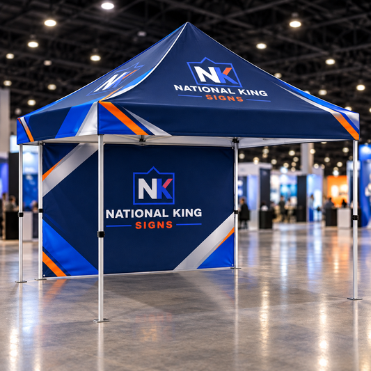 National King Signs square cover 1000 x 1000: 10'x10' Custom Tent Packages Back Wall + Canopy #13 — batch 06