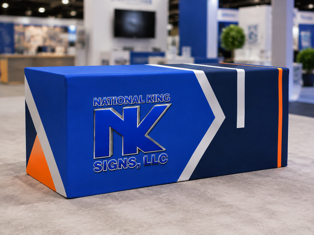 National King Signs AI branded hero 2026-09-06: Premium Fitted Table Cover (Full-Color Dye Sublimation, Full Bleed)