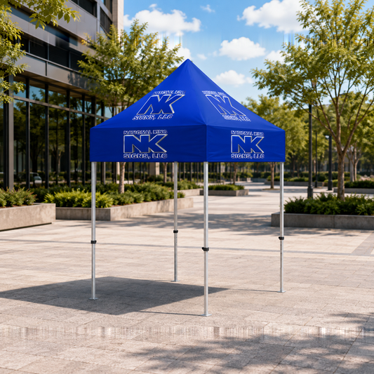 National King Signs branded square cover 1000 x 1000: Premium Aluminum 5' Tent Kit (Full-Bleed Dye Sublimation) 17" Valance