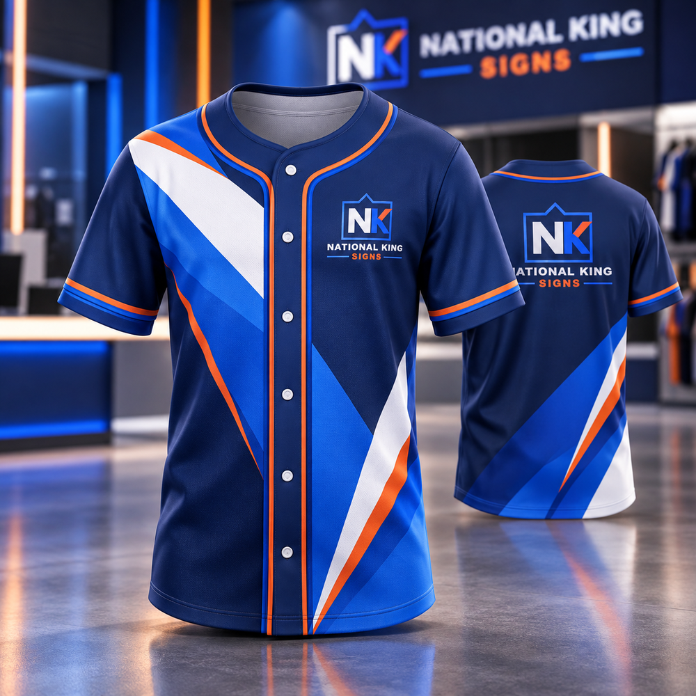 National King Signs square cover 1000 x 1000: 120GSM Milk Silk Custom Button Down Baseball Jersey (Full Dye Sublimation) #500044 — batch 07