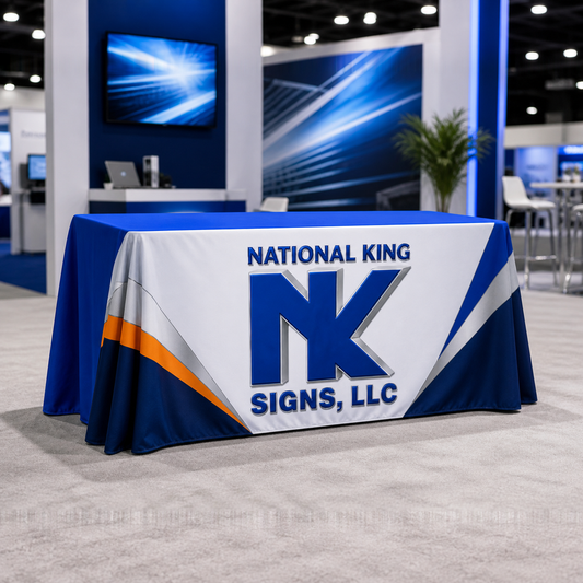 National King Signs branded square cover 1000 x 1000: Premium Table Throw Wrinkle Free (Full-Color Dye Sublimation, Full Bleed)
