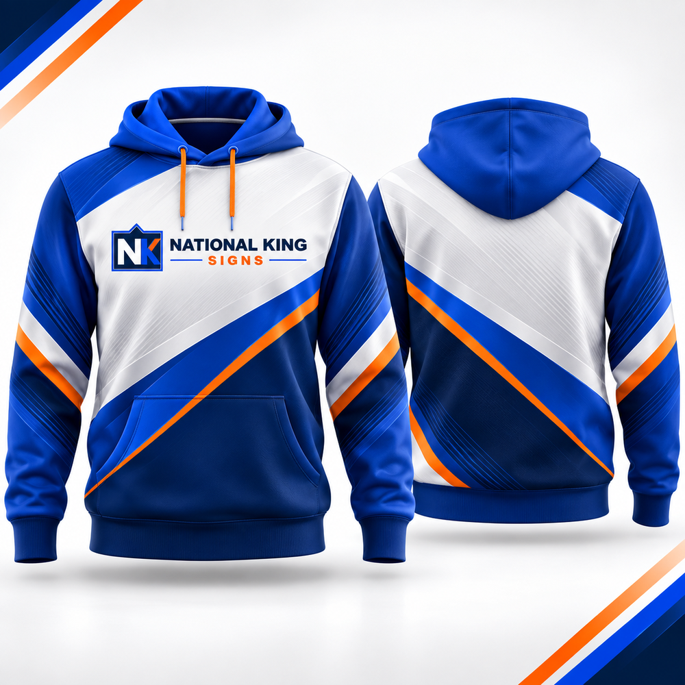 National King Signs square cover 1000 x 1000: Custom 7.37 oz. Polyester Hoodie — batch 08