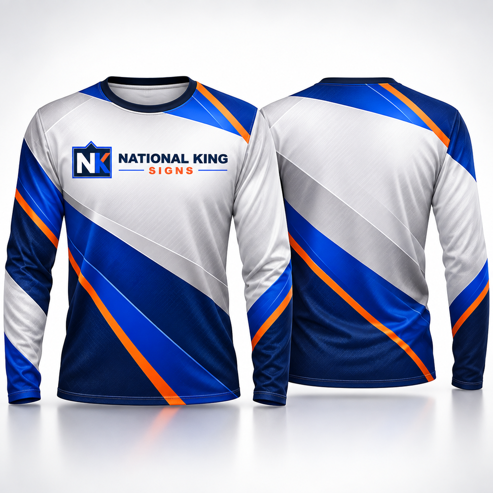 National King Signs square cover 1000 x 1000: Custom Long-Sleeve Crew-Neck Shirt — batch 08