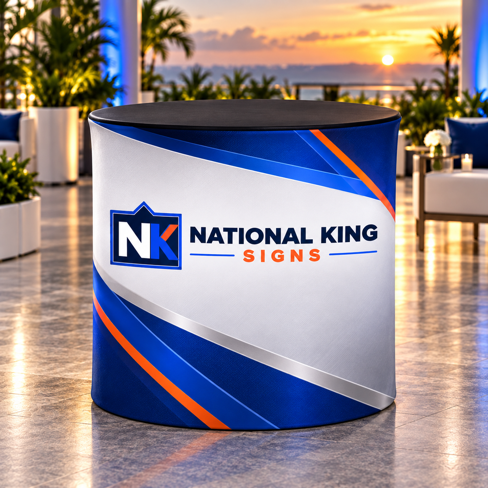National King Signs square cover 1000 x 1000: Premium Round Fitted Table Cover — batch 08