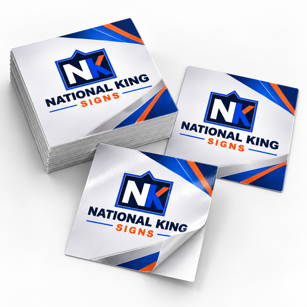 National King Signs square cover 1000 x 1000: Square Stickers — batch 08