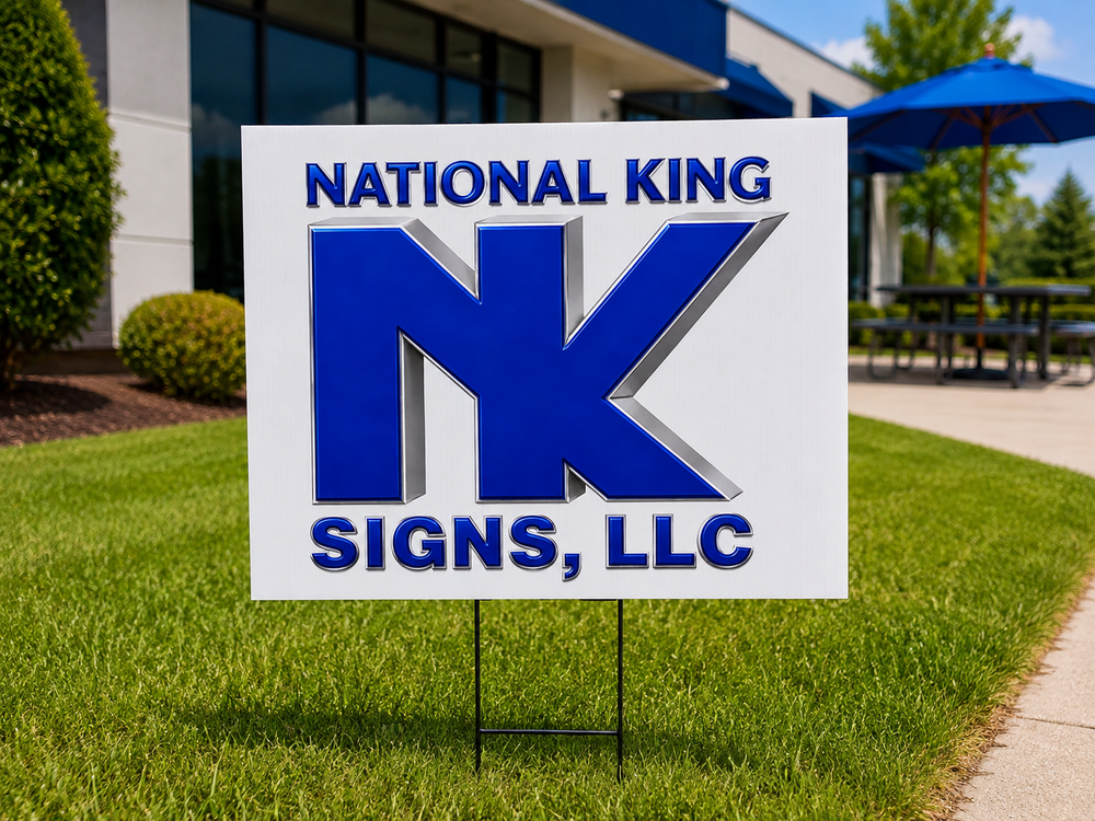 National King Signs AI branded hero 2026-09-06: Yard Sign and H-Stake