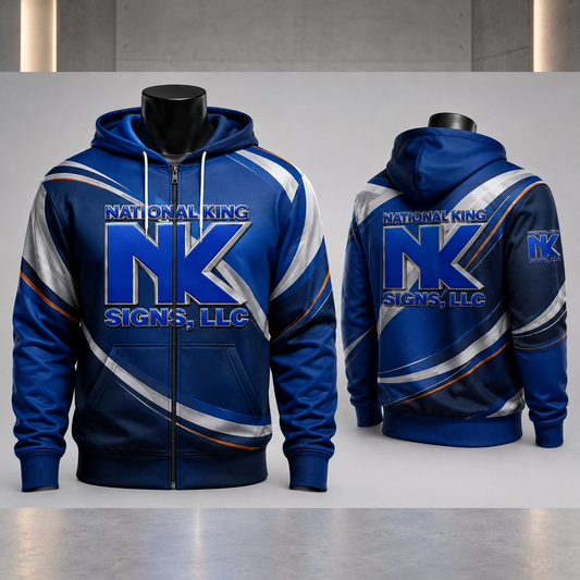 National King Signs square cover 1000 x 1000: Full Zipper Hoodie (Full Dye Sublimation) #500025 — batch 03 v2