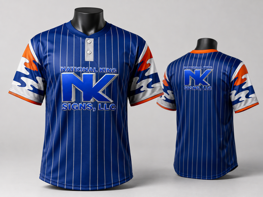 National King Signs AI branded hero 2026-09-06: 120GSM Milk Silk Jersey Custom 2 Button Baseball Jersey (Full Dye Sublimation) #500139