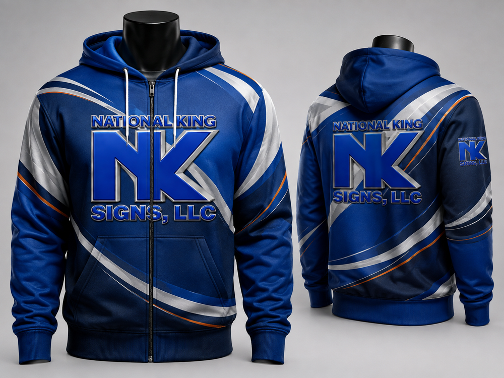 National King Signs AI branded hero 2026-09-06: Full Zipper Hoodie (Full Dye Sublimation) #500025