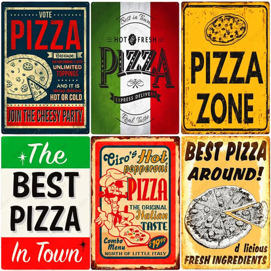 Pizza Kitchen & Pizzeria Metal Signs - 20 × 30 cm