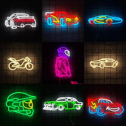 Racing Car LED Neon Wall Sign