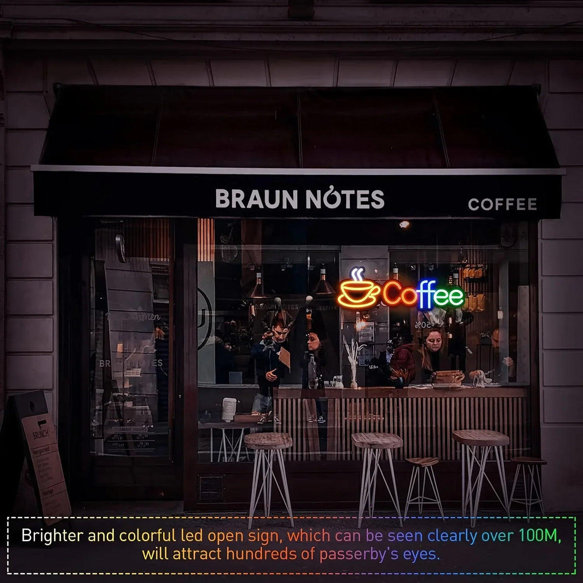 Rainbow Coffee Cup USB LED Neon Sign