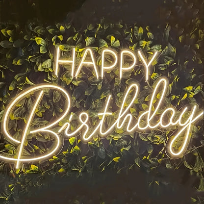 Happy Birthday LED Neon Sign - Warm White