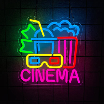 Cinema & Popcorn USB LED Neon Sign