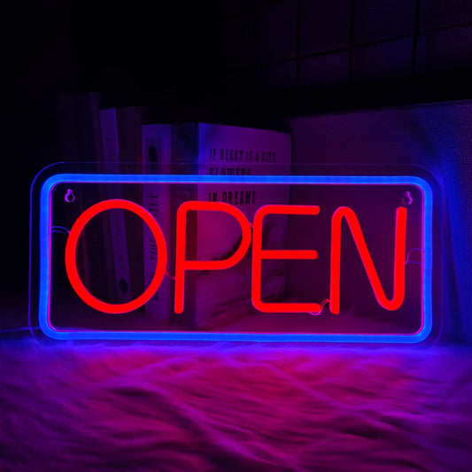 OPEN USB LED Neon Sign - Red & Blue