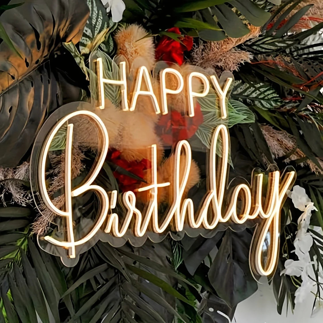 Happy Birthday LED Neon Sign - Warm White