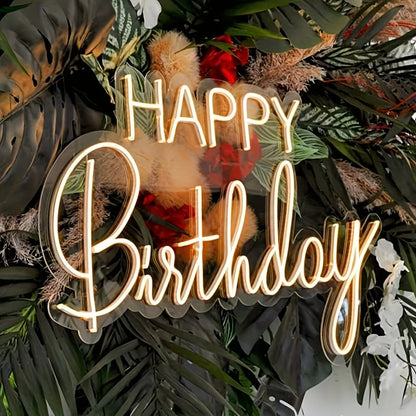 Happy Birthday LED Neon Sign - Warm White