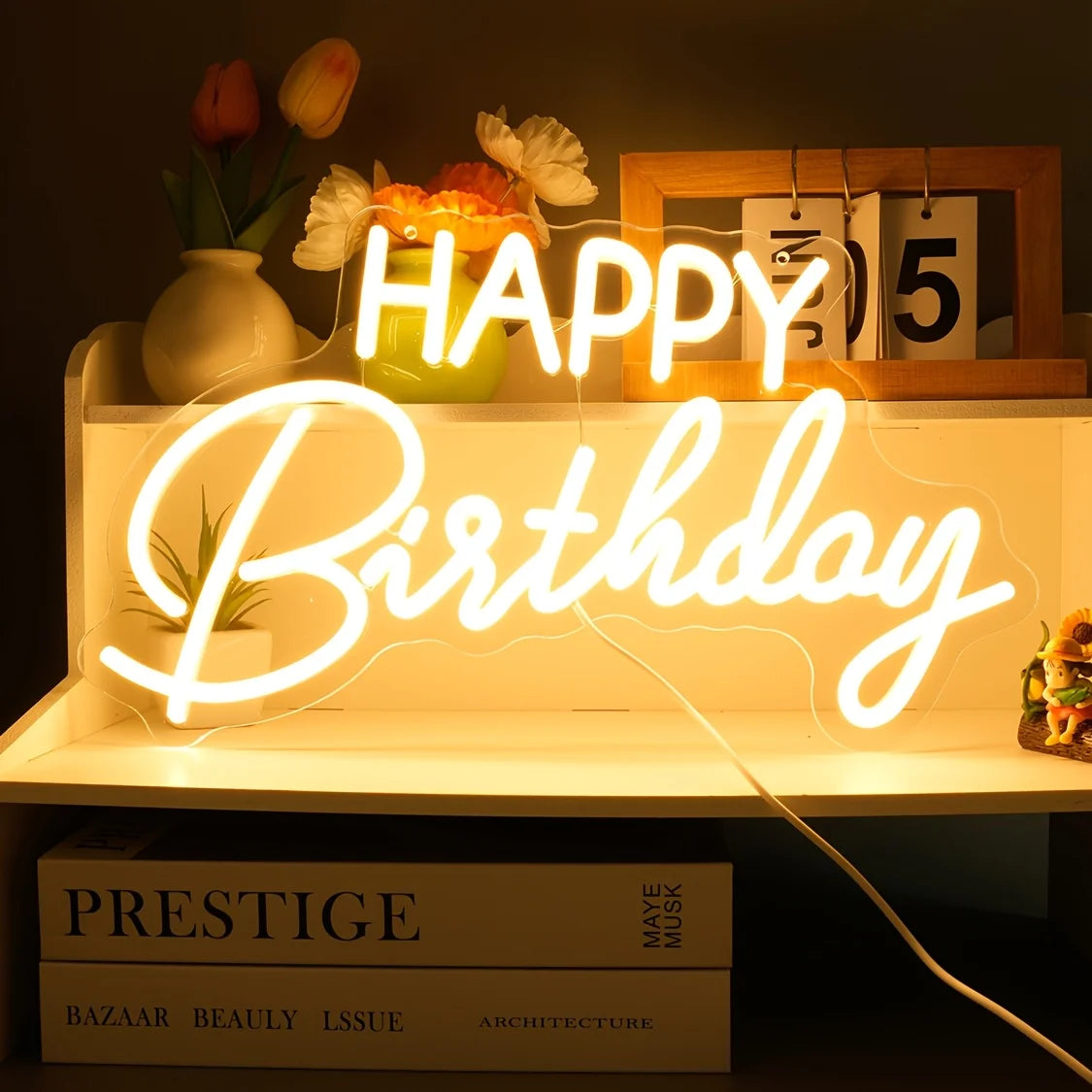 Happy Birthday LED Neon Sign - Warm White