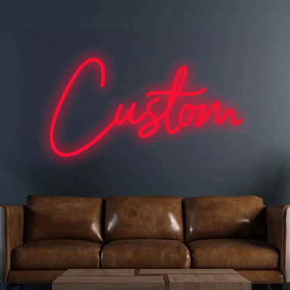 Letrero LED neón personalizado de texto en una línea