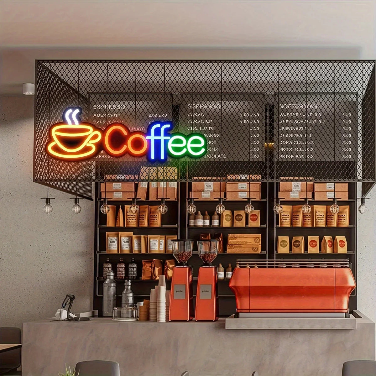Rainbow Coffee Cup USB LED Neon Sign