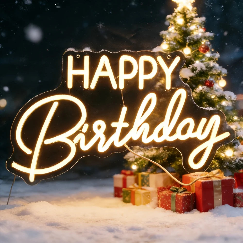 Happy Birthday LED Neon Sign - Warm White