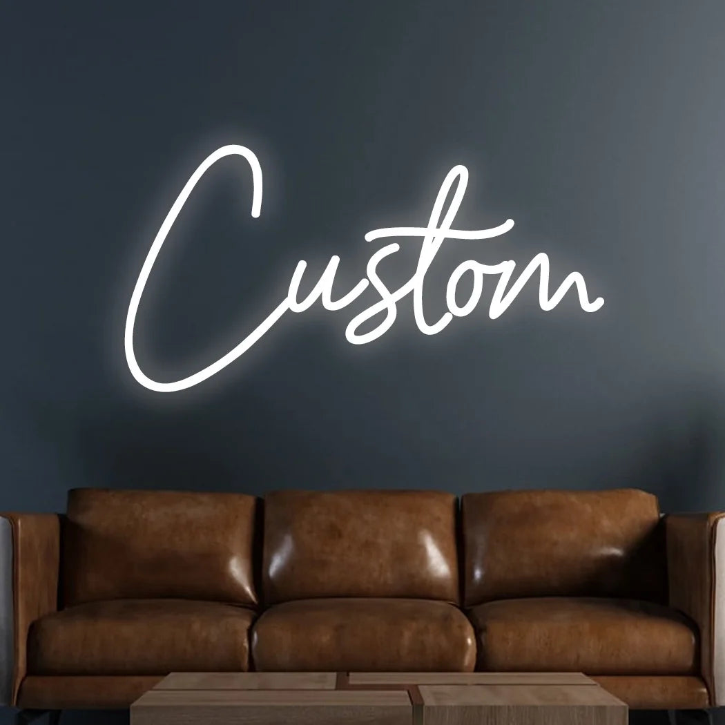 Letrero LED neón personalizado de texto en una línea