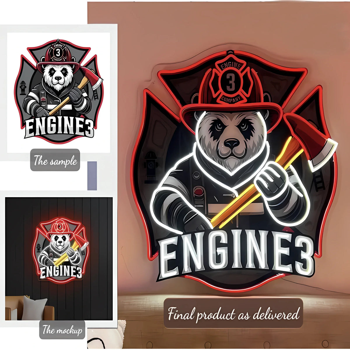 Cartel de neón LED con logo comercial personalizado