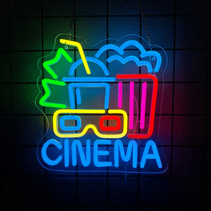 Cinema & Popcorn USB LED Neon Sign
