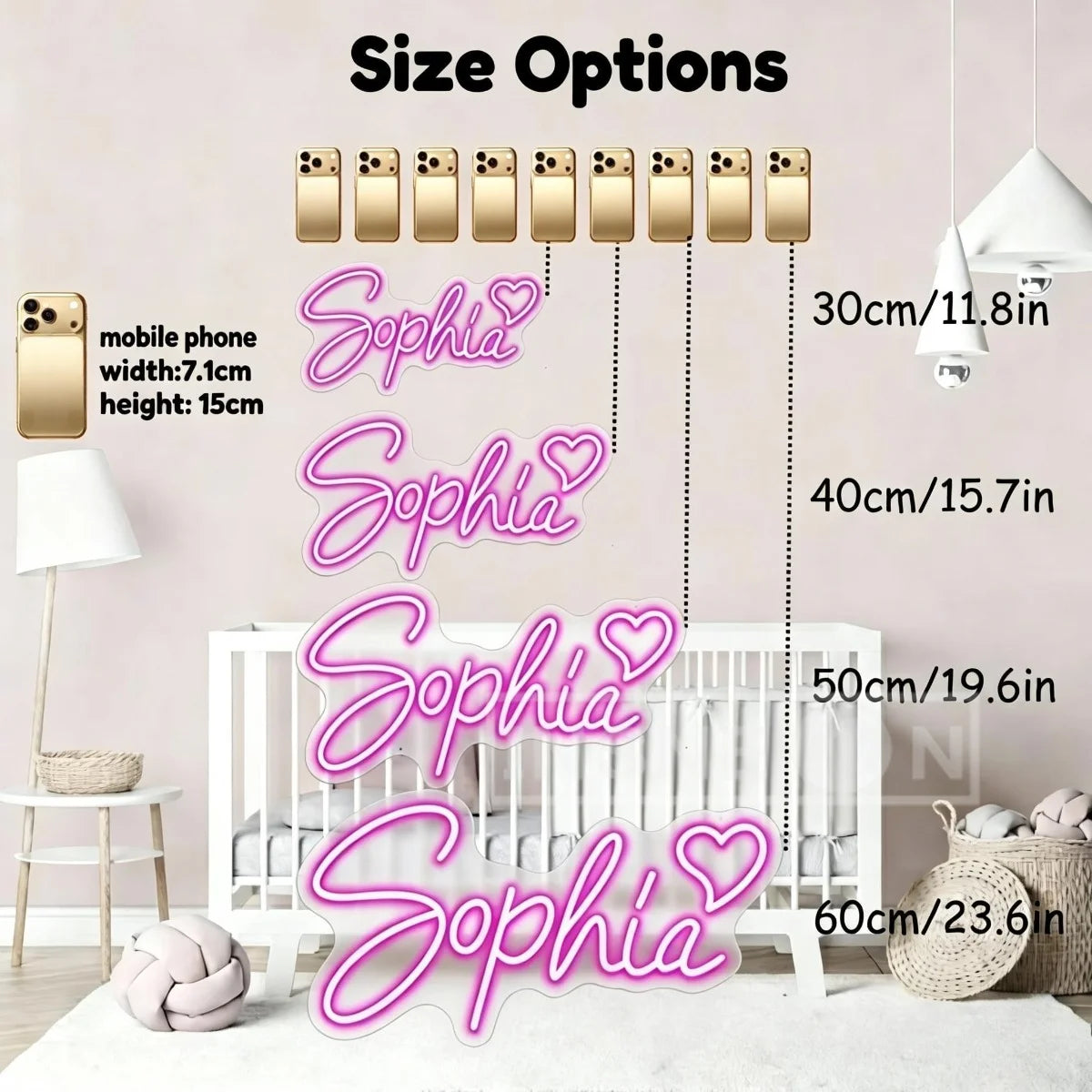 Letrero LED neón personalizado de texto en una línea