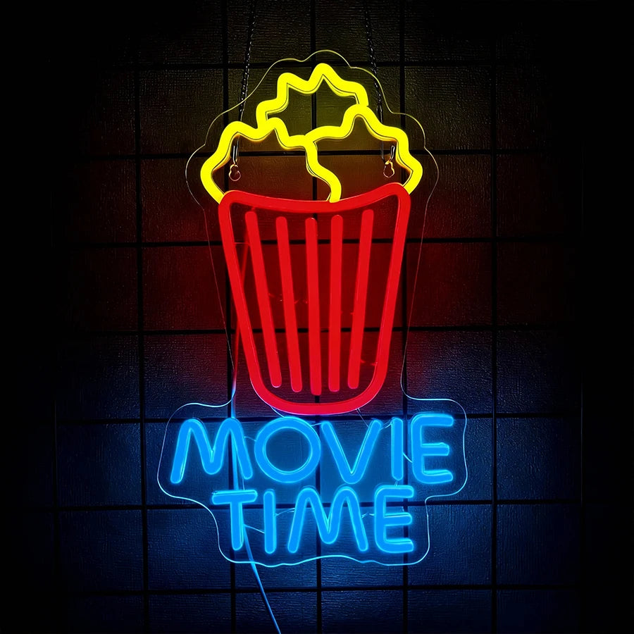 Cinema & Popcorn USB LED Neon Sign