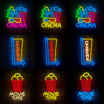 Cinema & Popcorn USB LED Neon Sign
