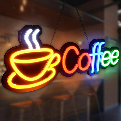 Rainbow Coffee Cup USB LED Neon Sign