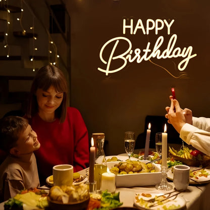 Happy Birthday LED Neon Sign - Warm White
