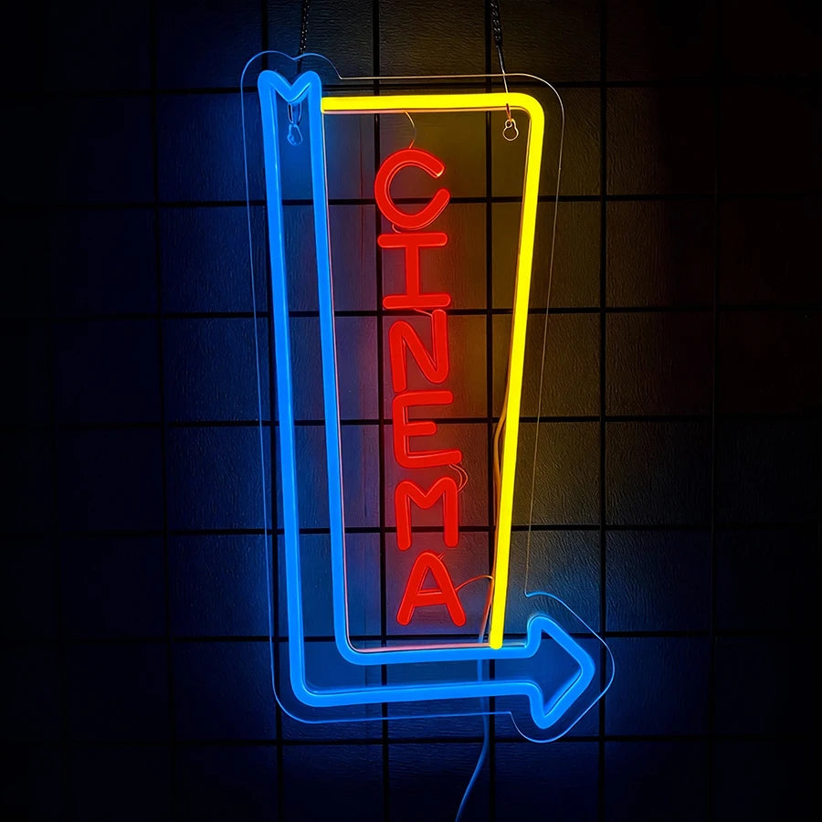 Cinema & Popcorn USB LED Neon Sign