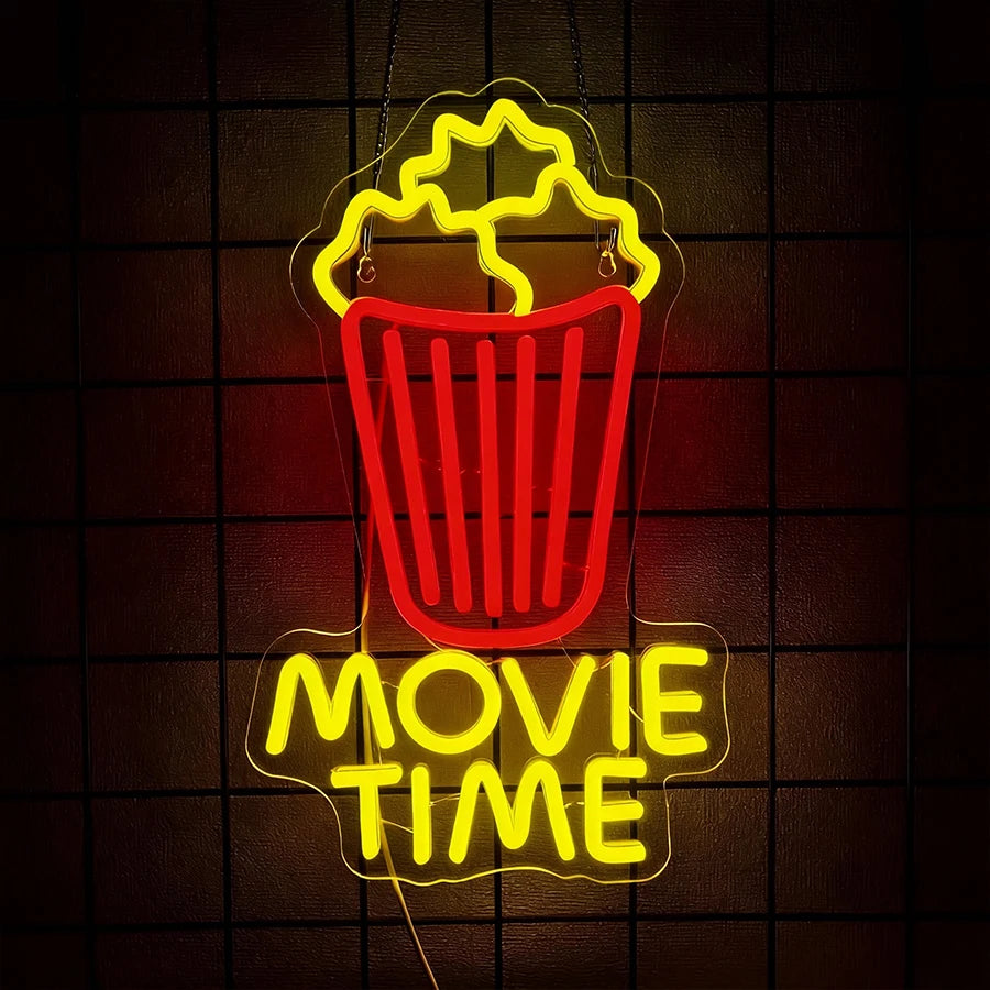 Cinema & Popcorn USB LED Neon Sign
