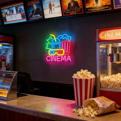 Cinema & Popcorn USB LED Neon Sign