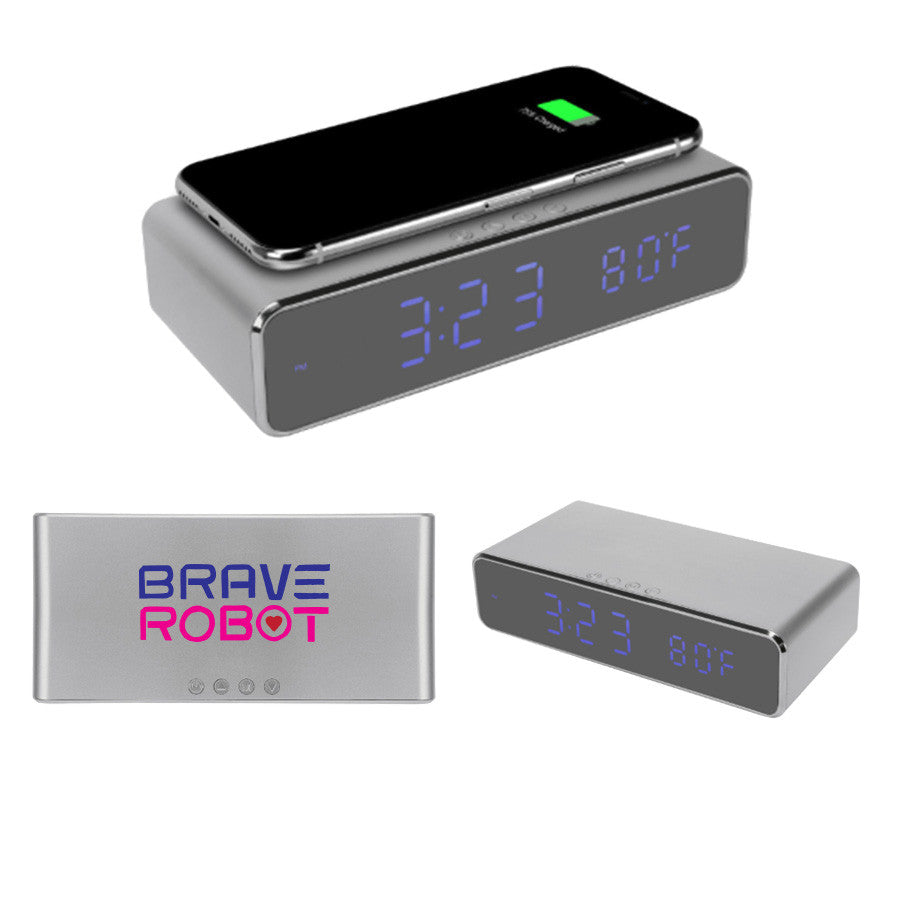 Wireless Charger Alarm Clock with Thermostat, customizable by National King Signs