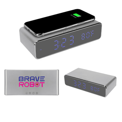Wireless Charger Alarm Clock with Thermostat, customizable by National King Signs