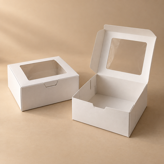 Illustrative AI concept of custom printed bakery boxes, blank and unbranded